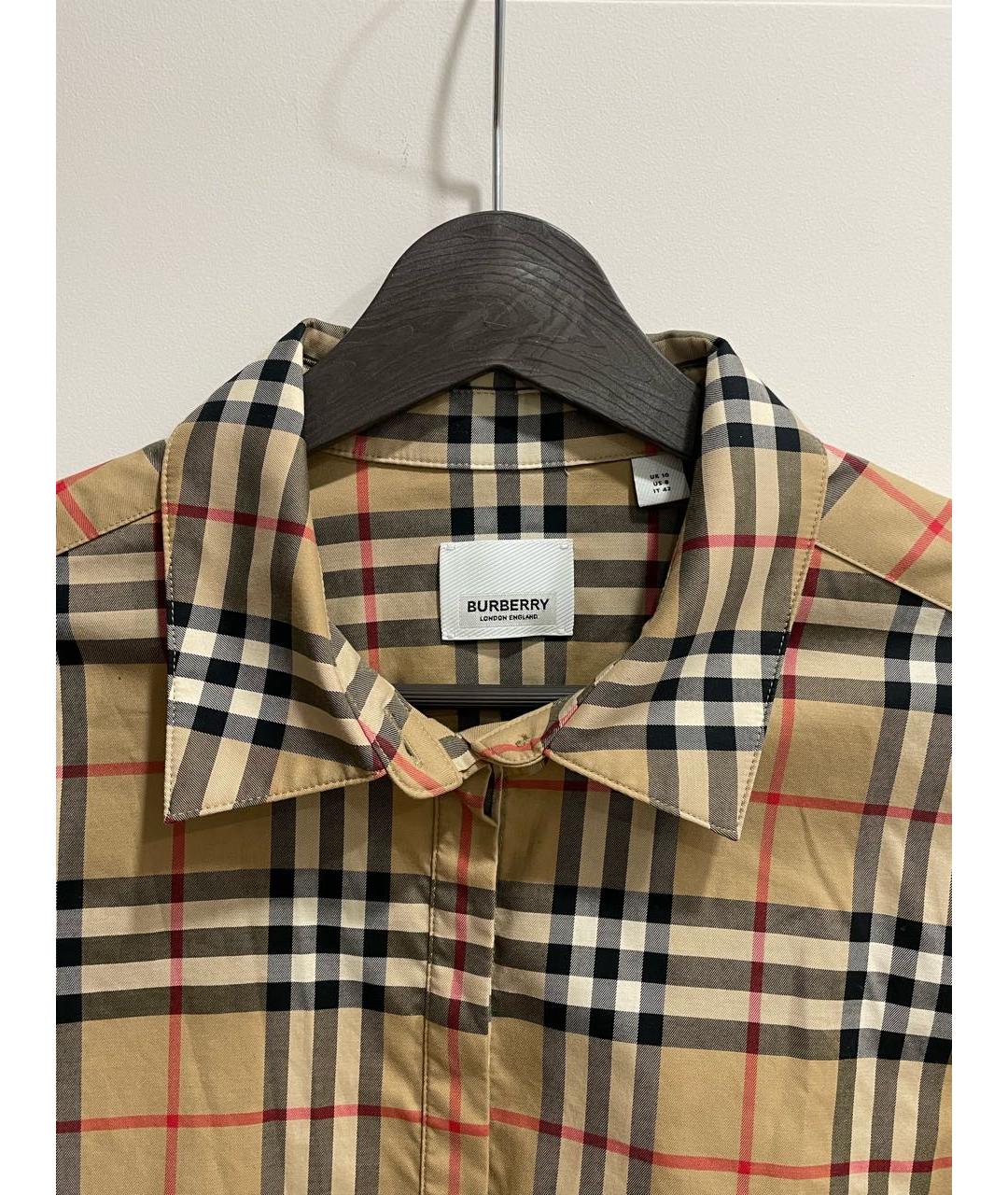 BURBERRY Бежевая хлопковая рубашка, фото 3