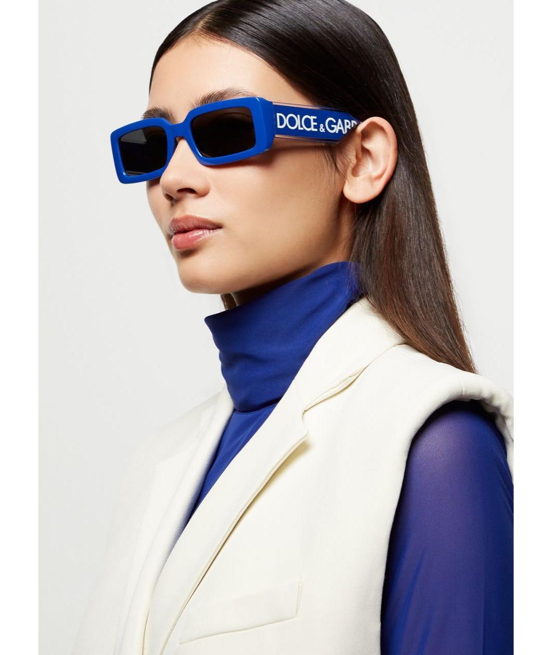 DOLCE&GABBANA Синие пластиковые солнцезащитные очки, фото 2