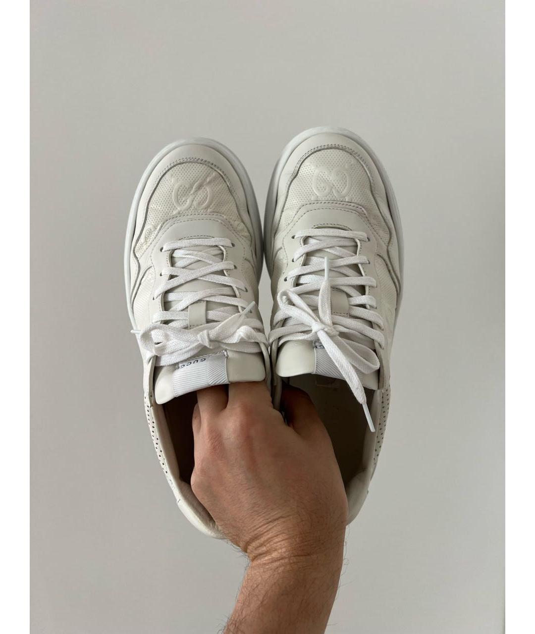 GUCCI Белые кожаные низкие кроссовки / кеды, фото 7