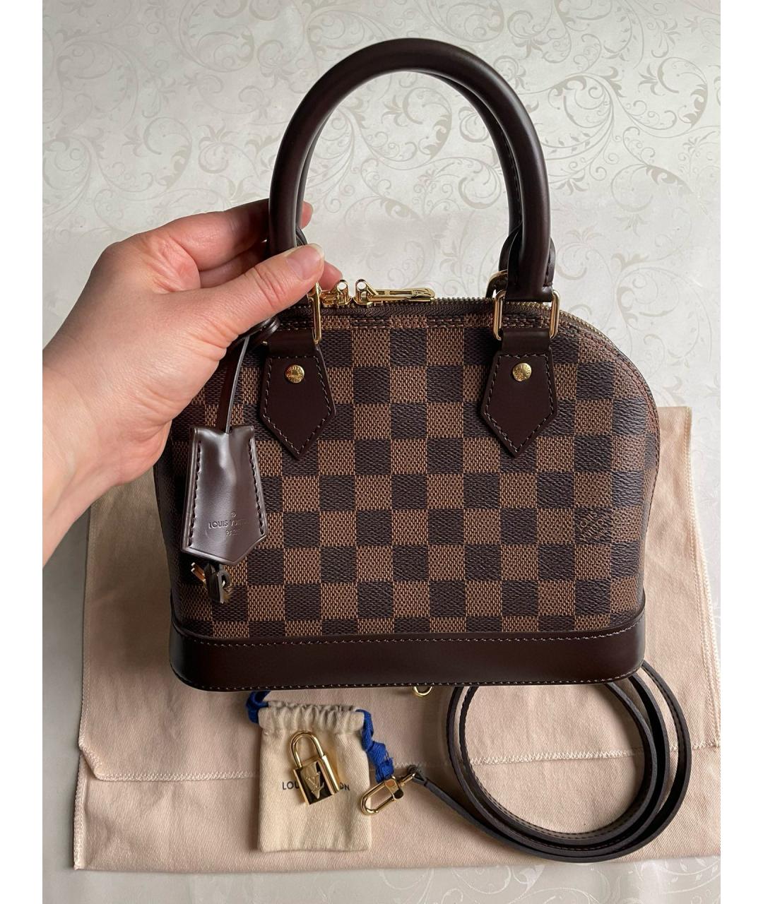 LOUIS VUITTON PRE-OWNED Коричневая сумка с короткими ручками, фото 7