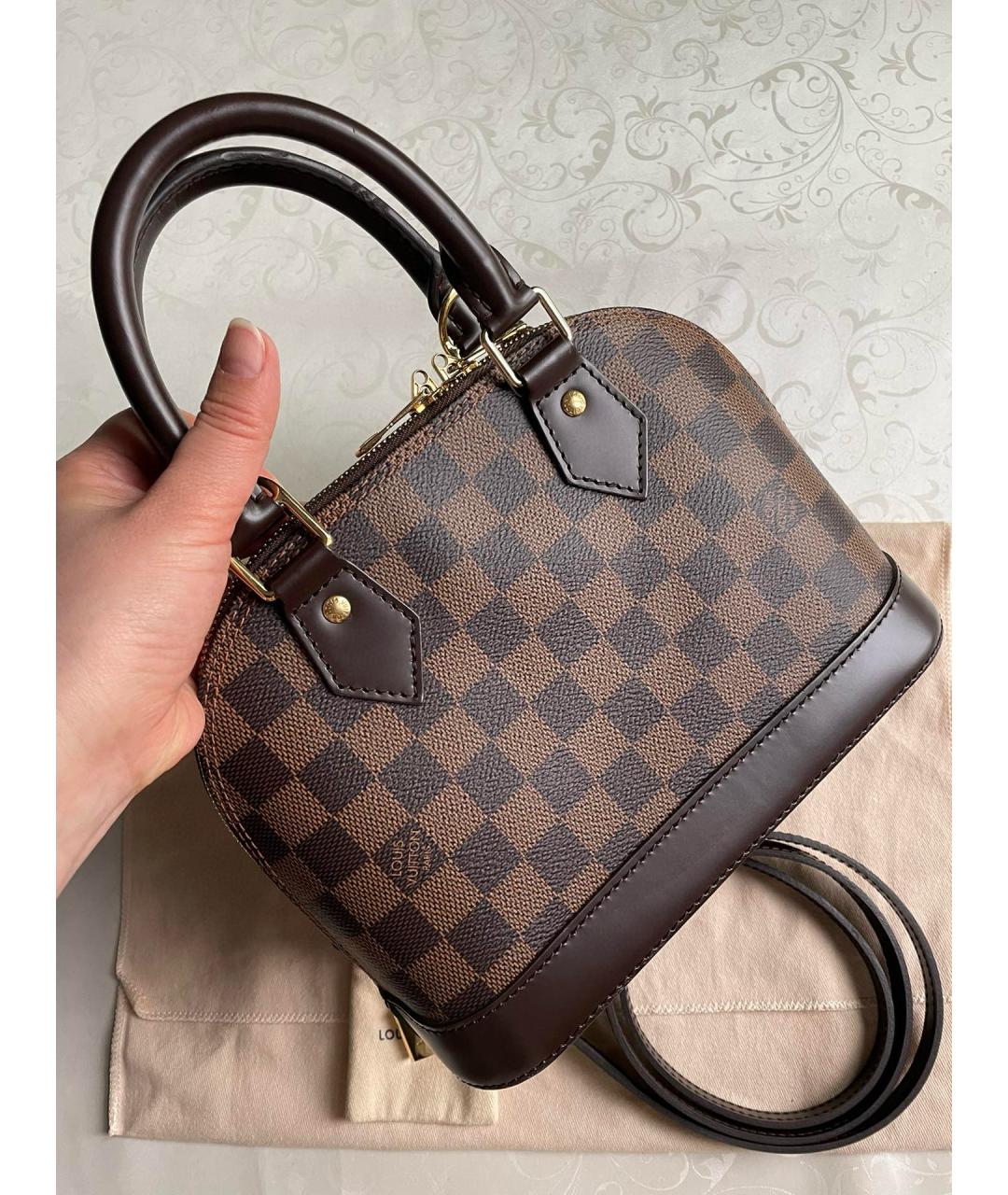 LOUIS VUITTON PRE-OWNED Коричневая сумка с короткими ручками, фото 3