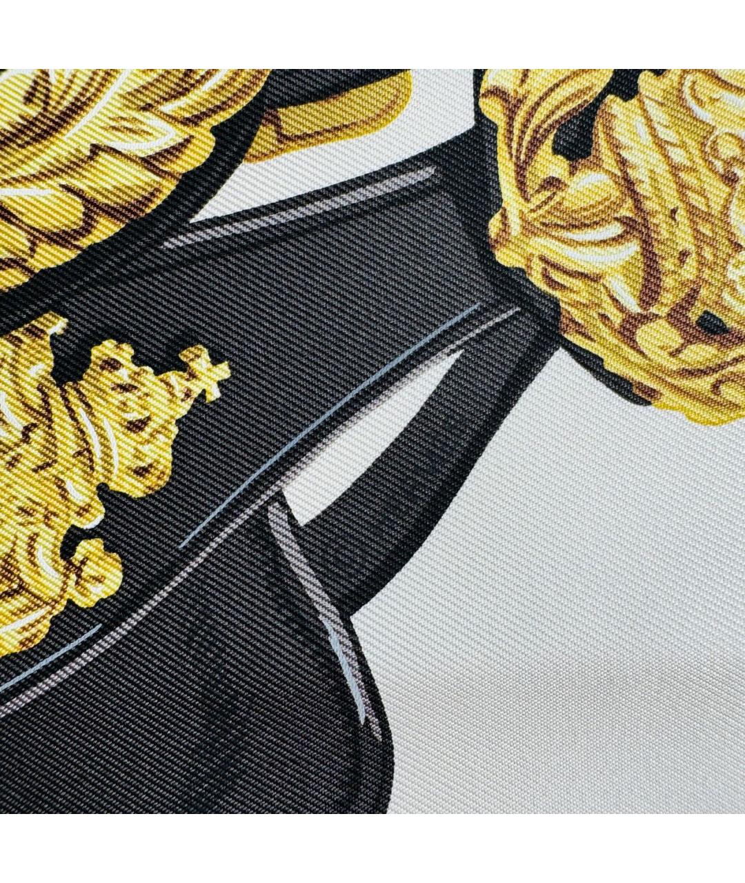 HERMES Черный шелковый платок, фото 4