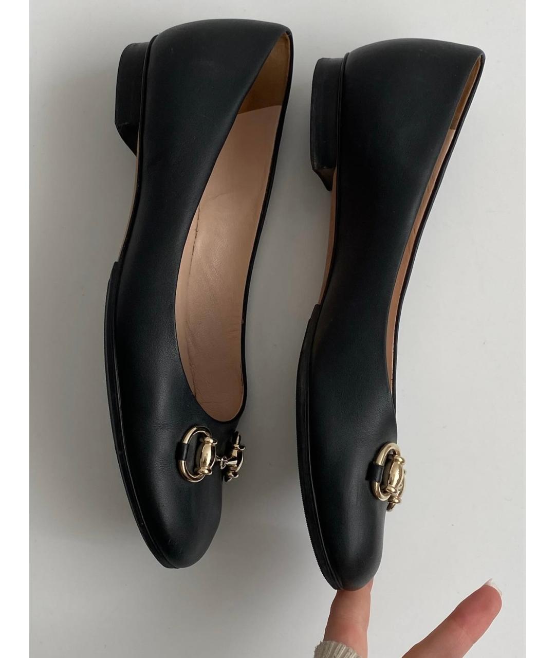 GUCCI Черные кожаные балетки, фото 7