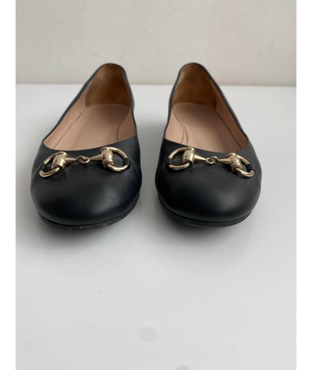 GUCCI Черные кожаные балетки, фото 3