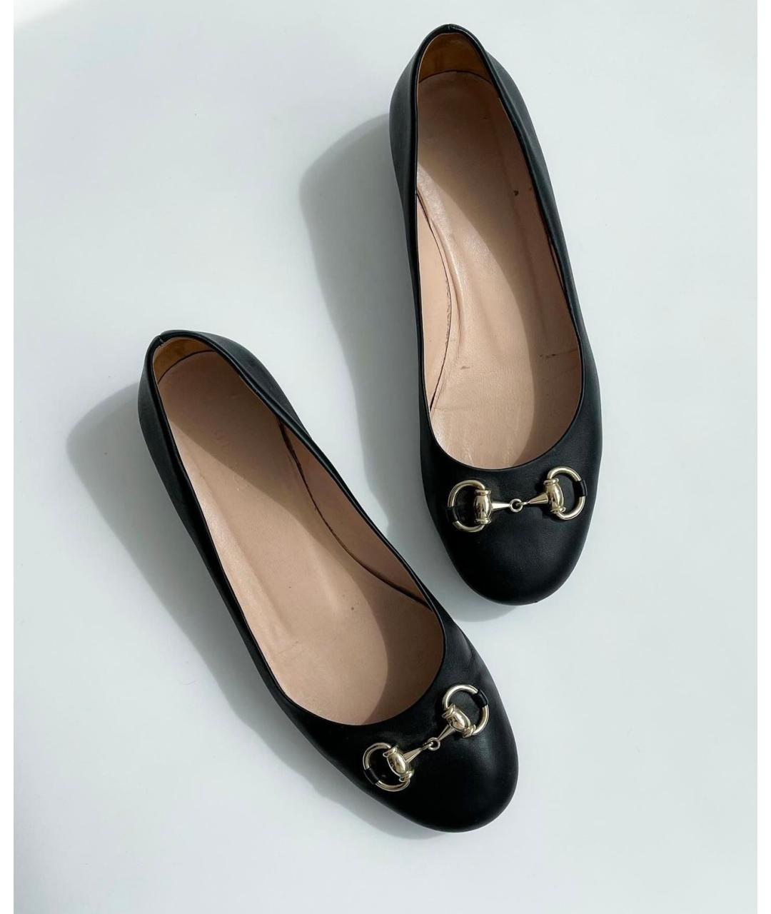 GUCCI Черные кожаные балетки, фото 2