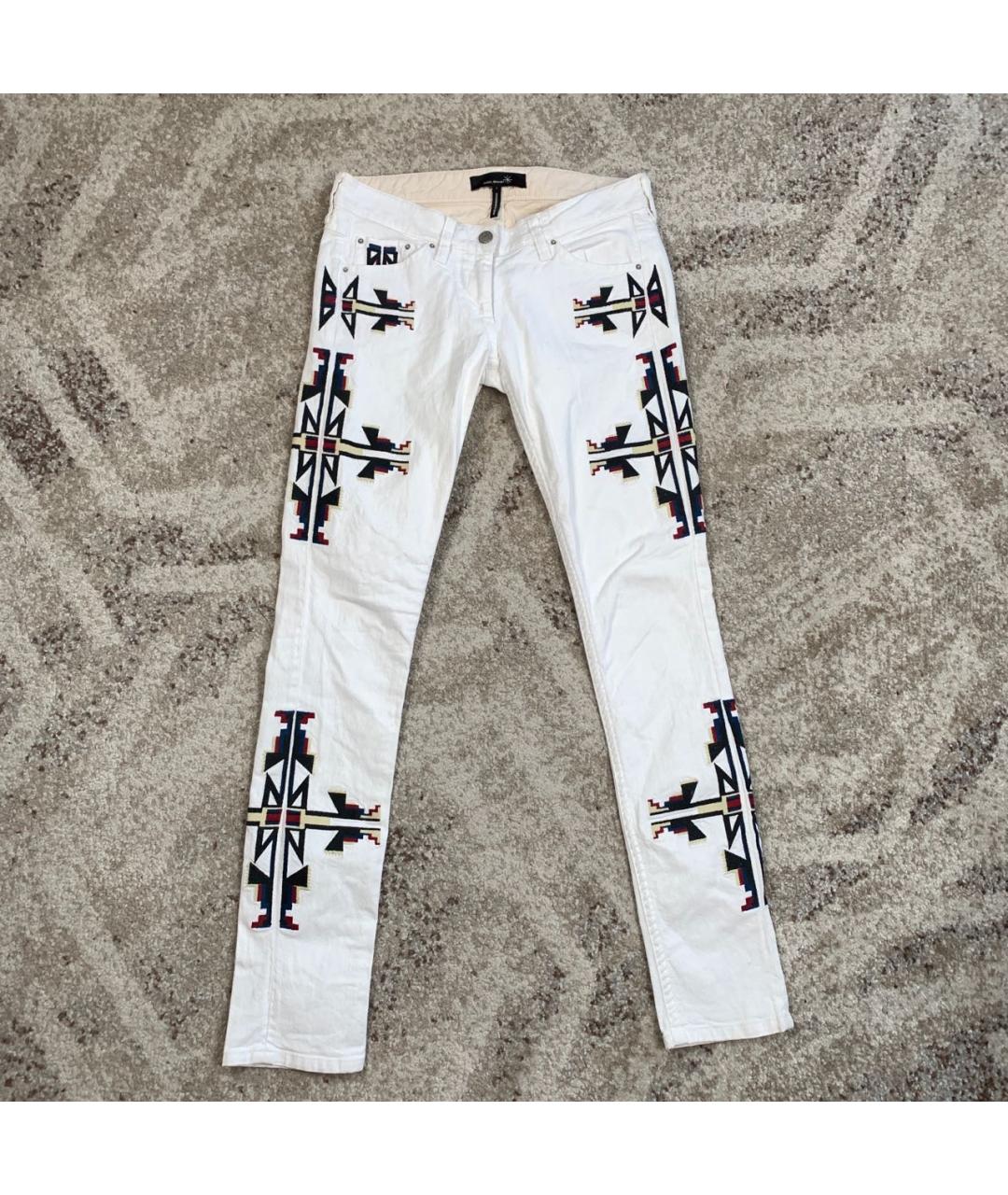 ISABEL MARANT Белые хлопко-эластановые джинсы слим, фото 9