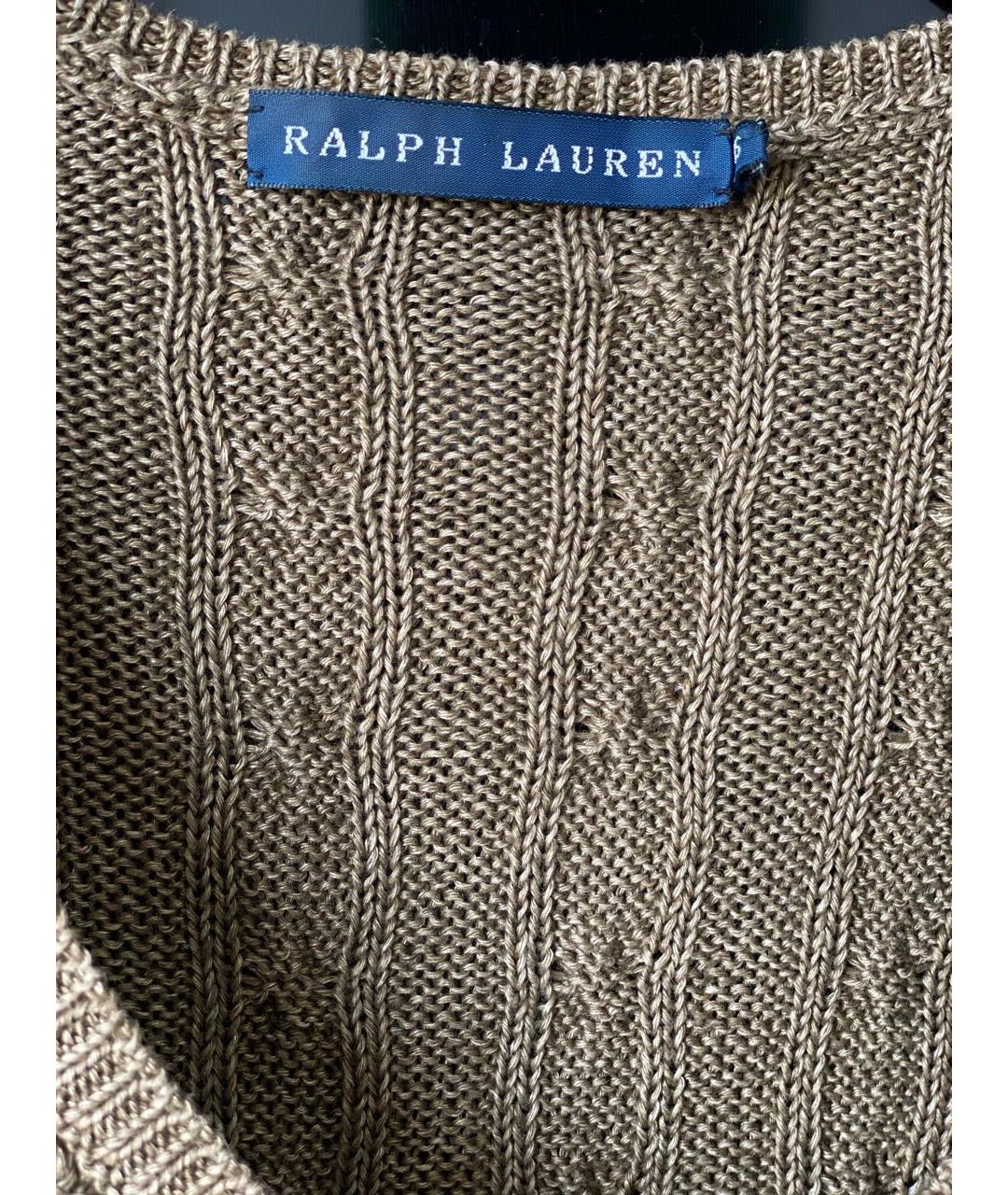 RALPH LAUREN Коричневый льняной джемпер / свитер, фото 3