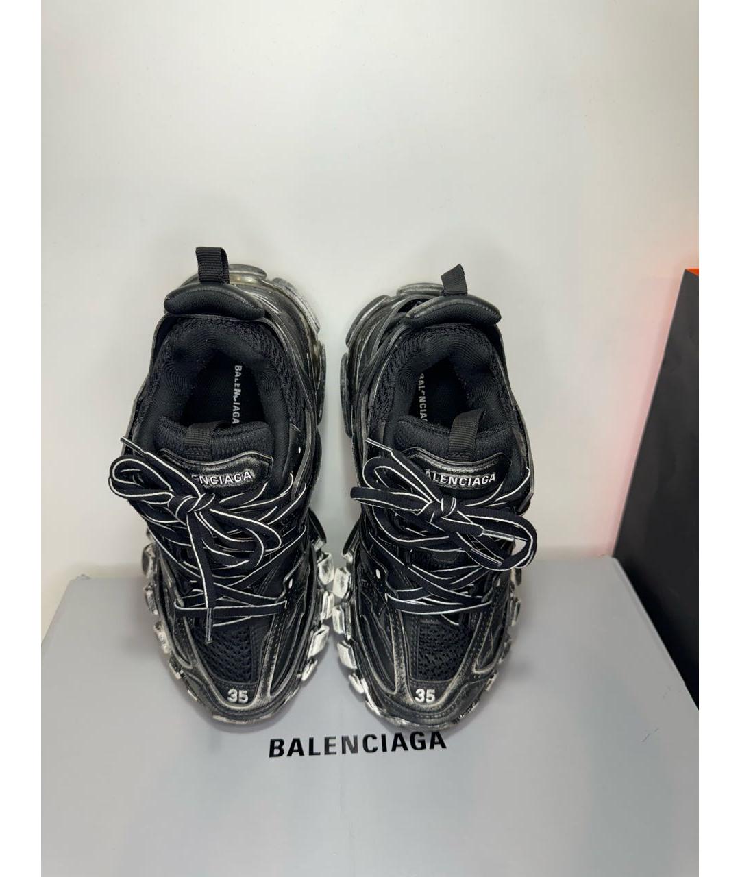 BALENCIAGA Черные кожаные кроссовки, фото 3