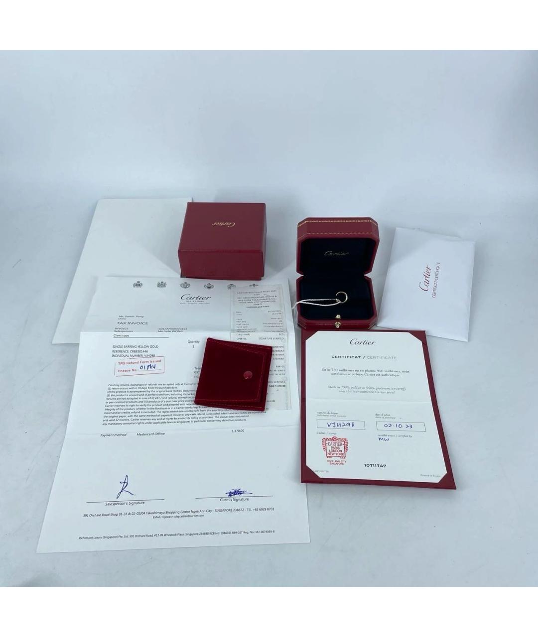 CARTIER Золотые серьги из желтого золота, фото 2