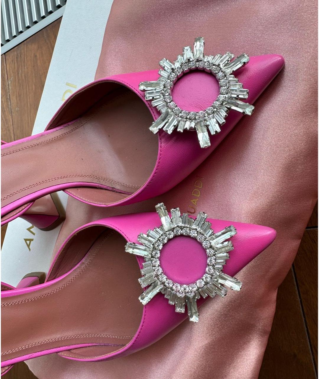 Amina Muaddi Розовые кожаные туфли, фото 7