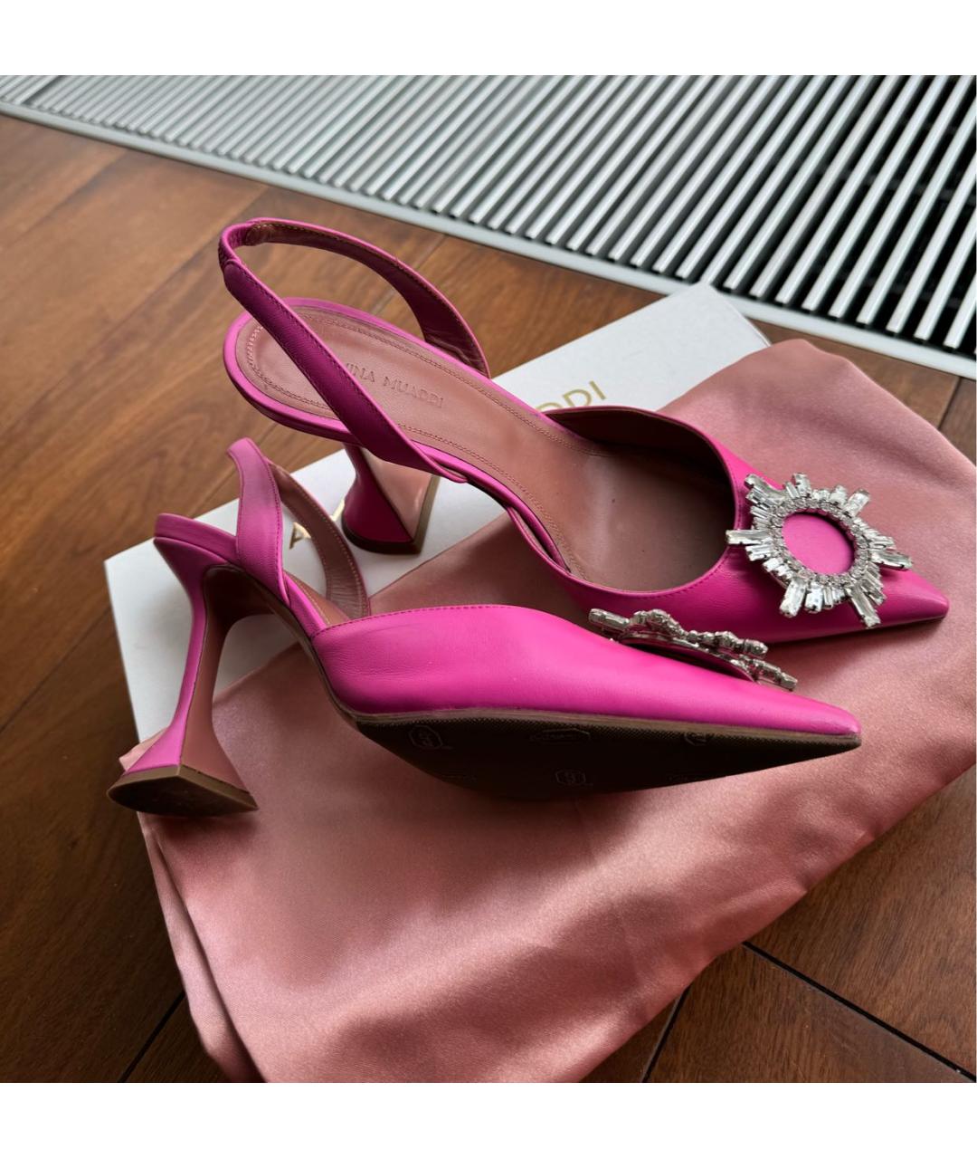 Amina Muaddi Розовые кожаные туфли, фото 6