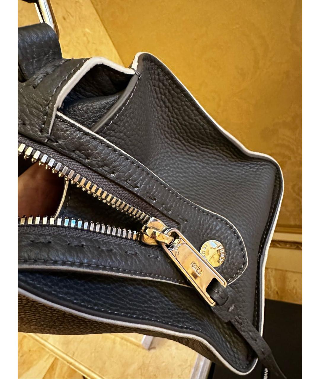 FENDI Темно-синяя кожаная сумка через плечо, фото 4