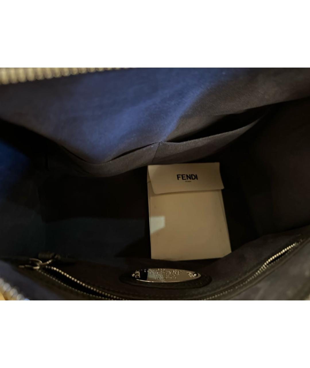 FENDI Темно-синяя кожаная сумка через плечо, фото 3