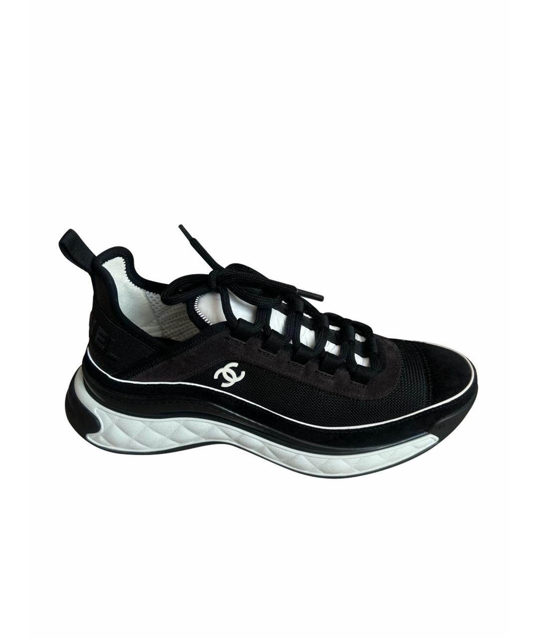 CHANEL Черные текстильные кроссовки, фото 1