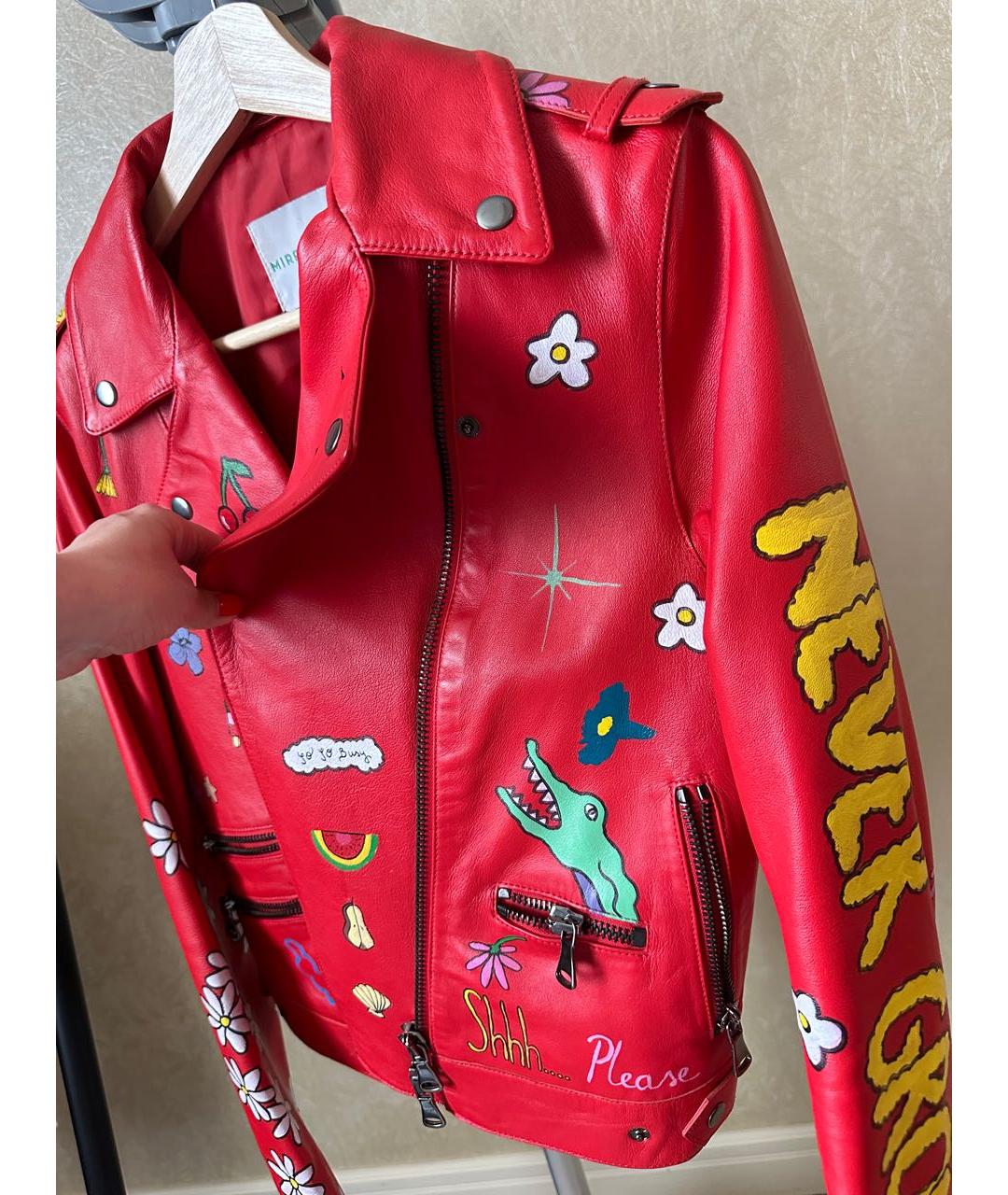 MIRA MIKATI Красная кожаная куртка, фото 3