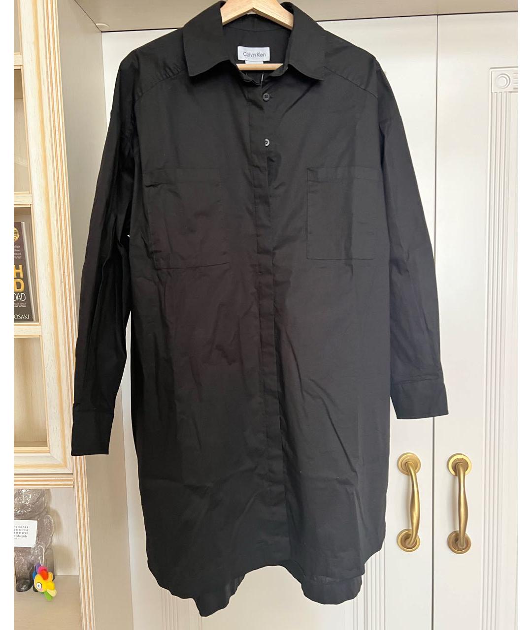 CALVIN KLEIN Черная хлопко-эластановая рубашка, фото 9