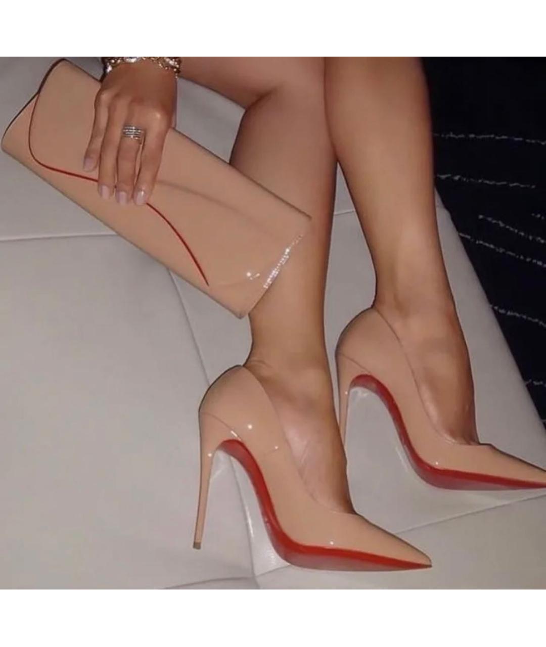 CHRISTIAN LOUBOUTIN Бежевые кожаные туфли, фото 7