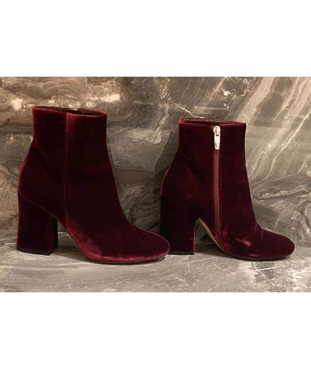 GIANVITO ROSSI Бордовые бархатные ботильоны, фото 4