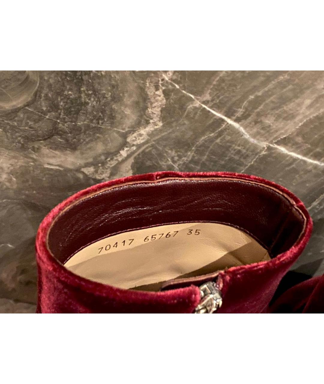 GIANVITO ROSSI Бордовые бархатные ботильоны, фото 6
