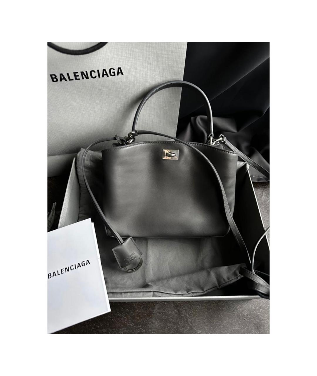 BALENCIAGA Серая кожаная сумка тоут, фото 2