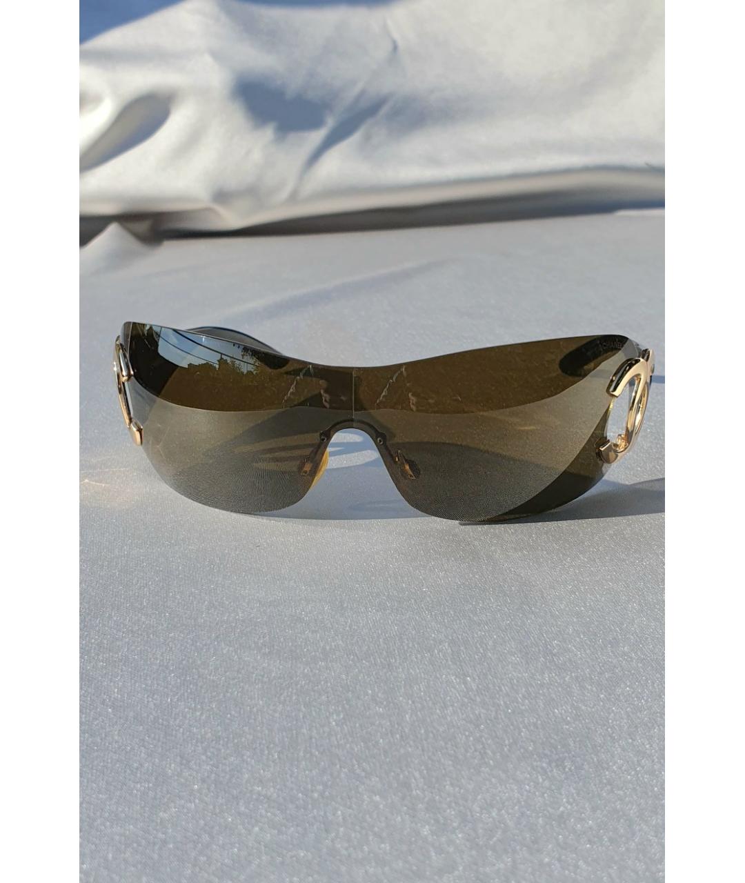 CHANEL PRE-OWNED Коричневые пластиковые солнцезащитные очки, фото 5
