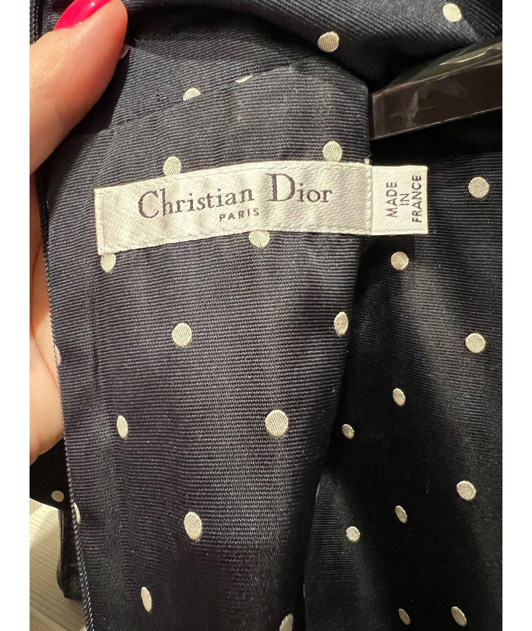 CHRISTIAN DIOR PRE-OWNED Темно-синее шелковое повседневное платье, фото 4