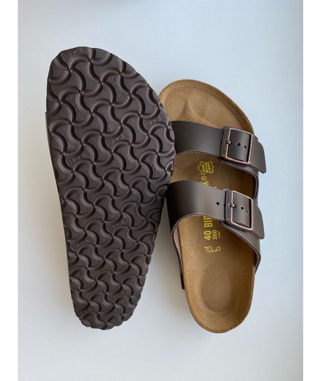 BIRKENSTOCK Коричневые кожаные сандалии, фото 3