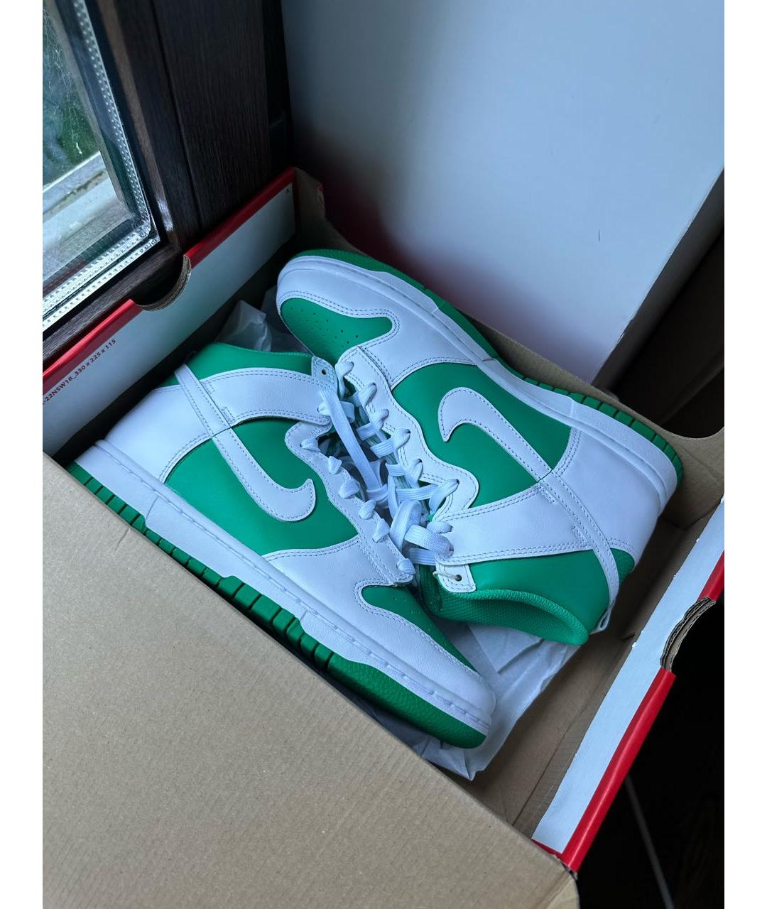 NIKE Зеленые кожаные высокие кроссовки / кеды, фото 8