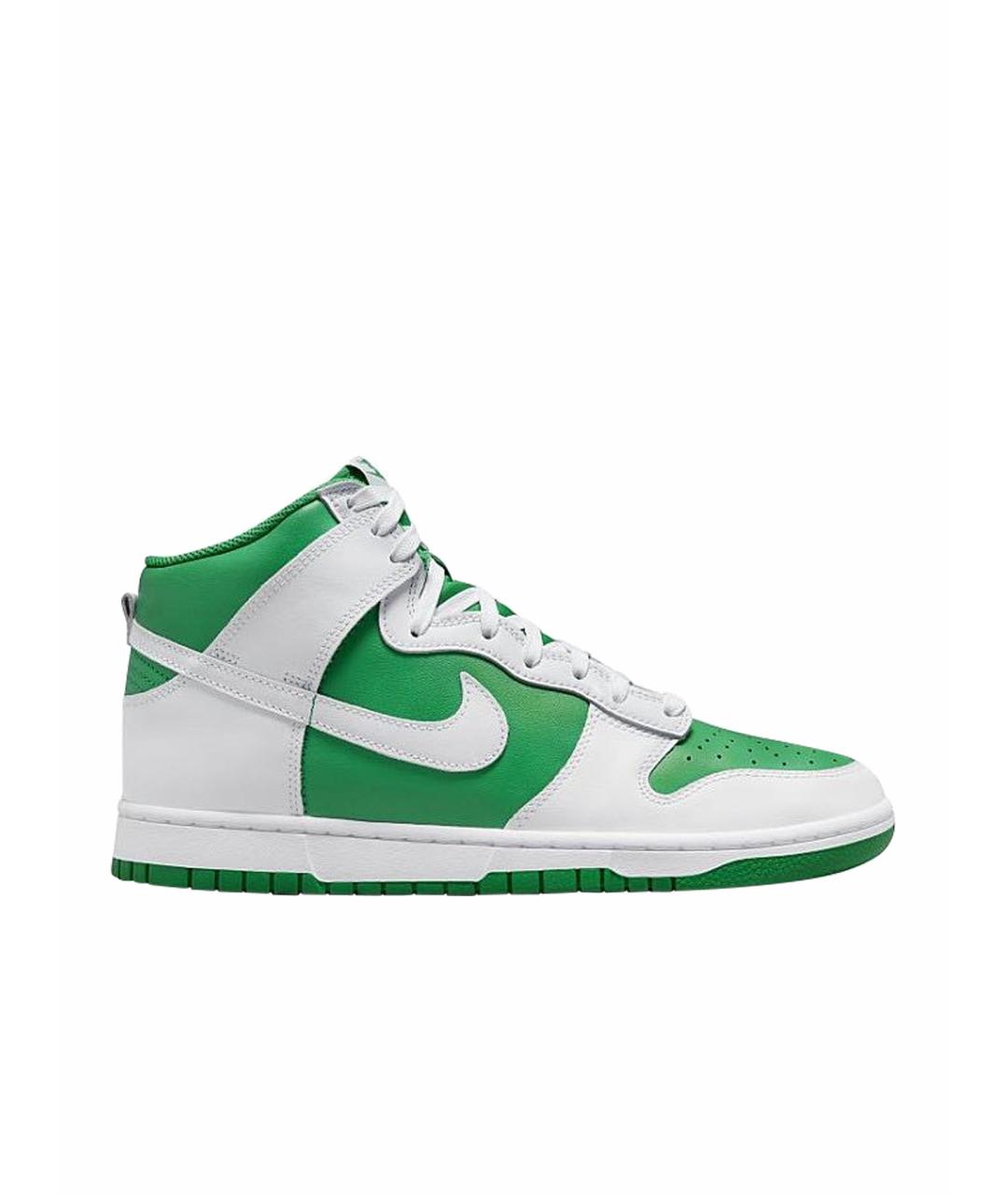 NIKE Зеленые кожаные высокие кроссовки / кеды, фото 1