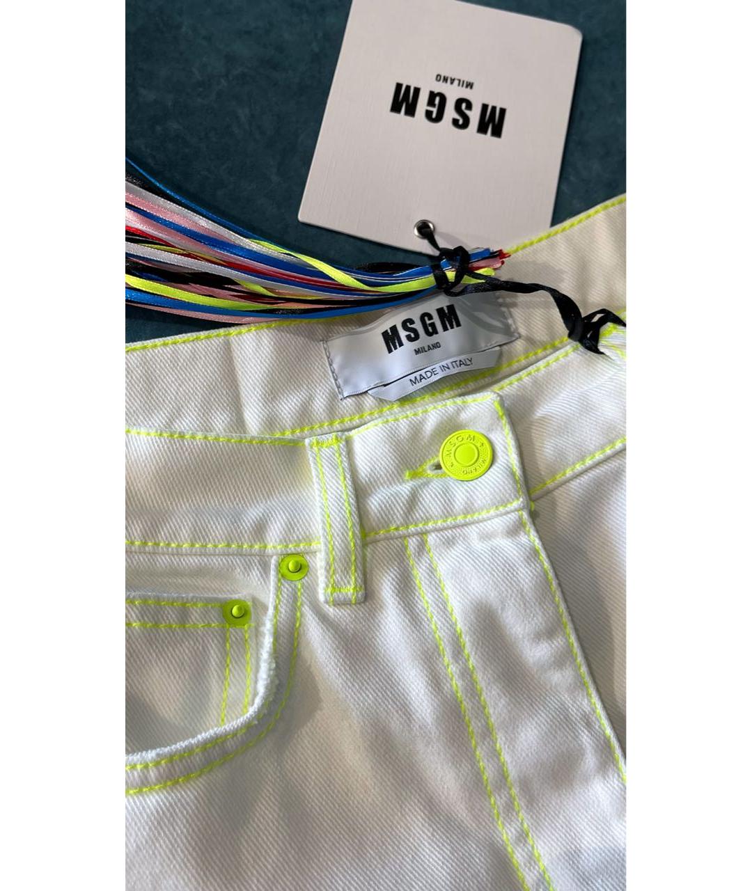 MSGM Белые хлопковые прямые джинсы, фото 3