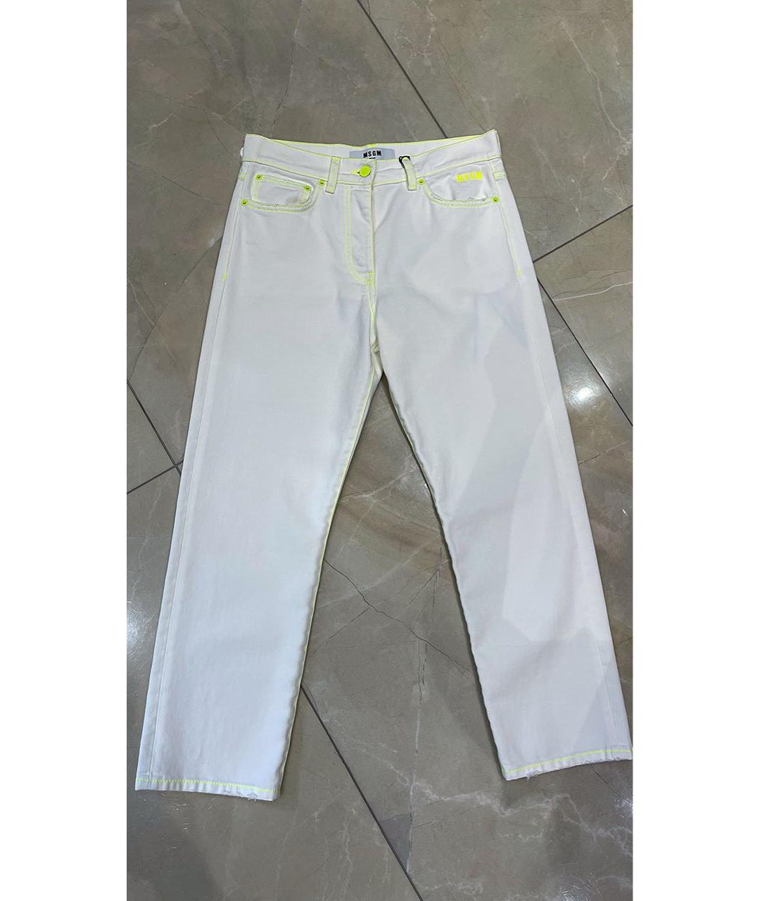 MSGM Белые хлопковые прямые джинсы, фото 9