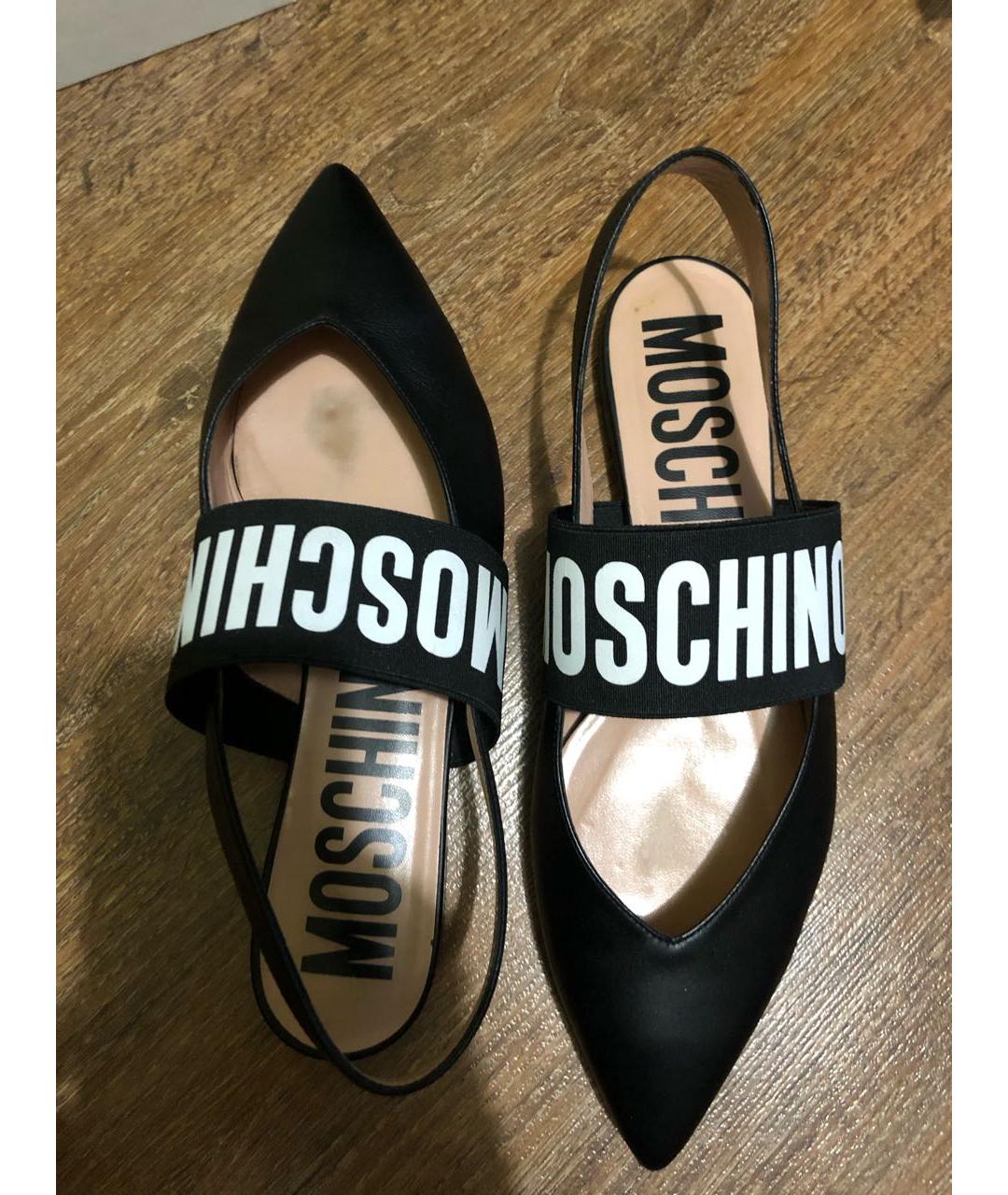 MOSCHINO Черные кожаные мюли, фото 4