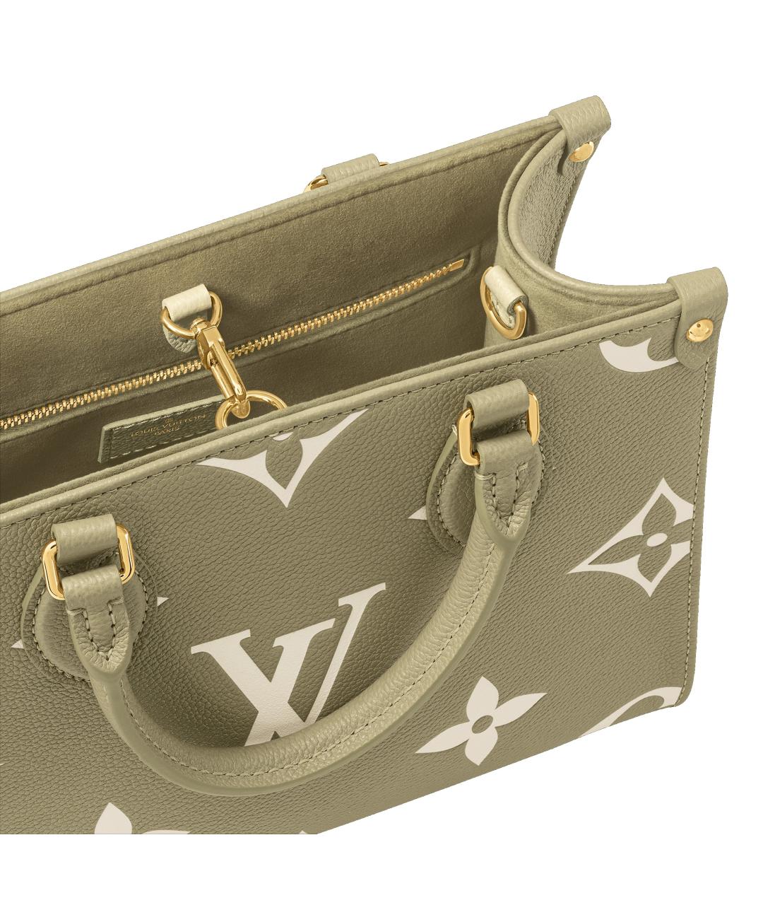 LOUIS VUITTON Хаки кожаная сумка тоут, фото 5