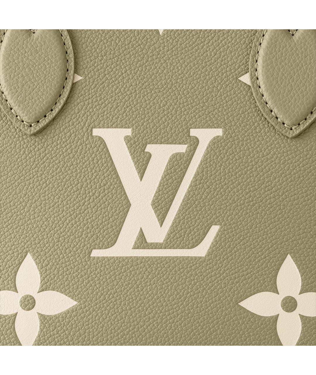 LOUIS VUITTON Хаки кожаная сумка тоут, фото 6