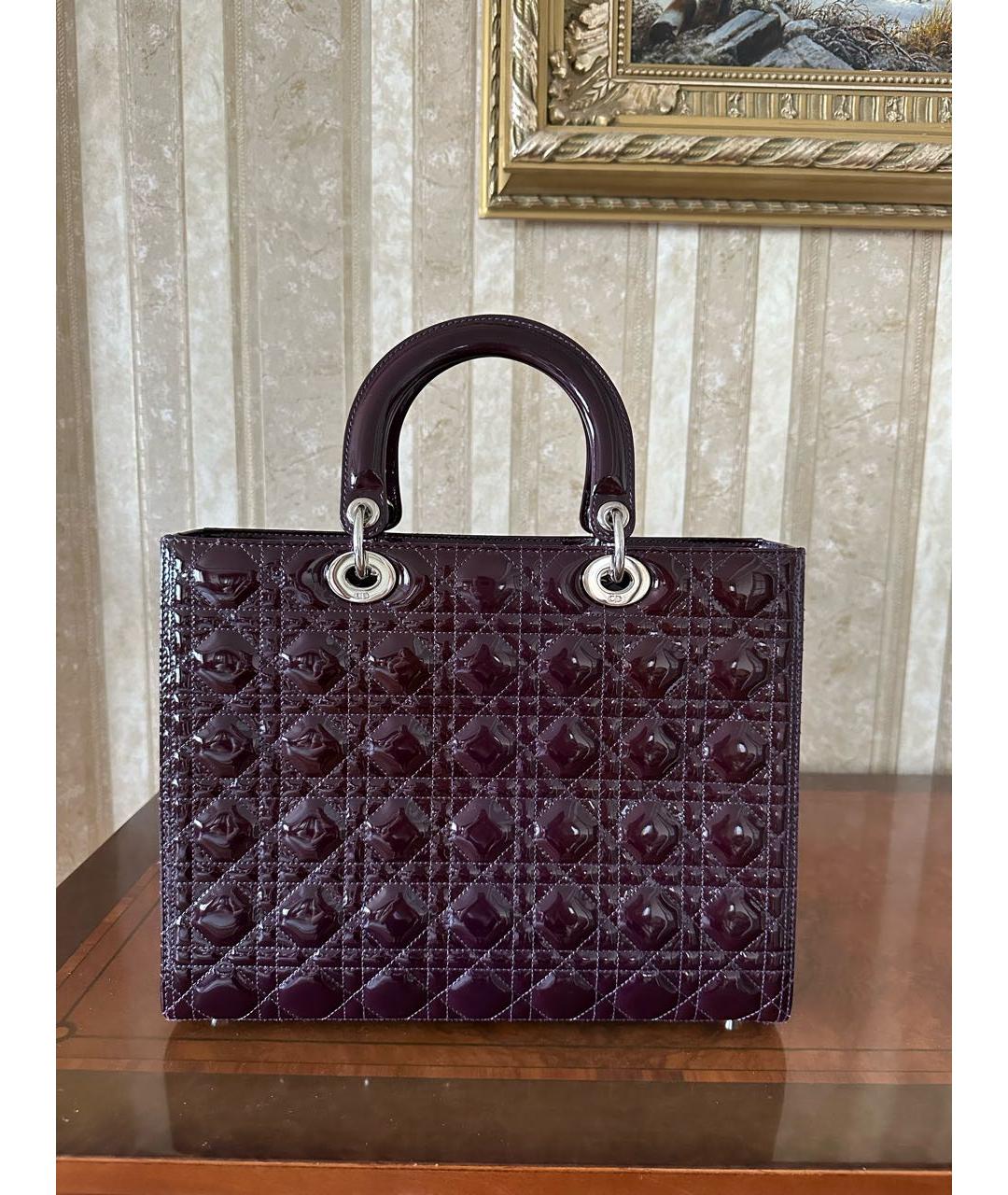 CHRISTIAN DIOR PRE-OWNED Фиолетовая сумка с короткими ручками из лакированной кожи, фото 6