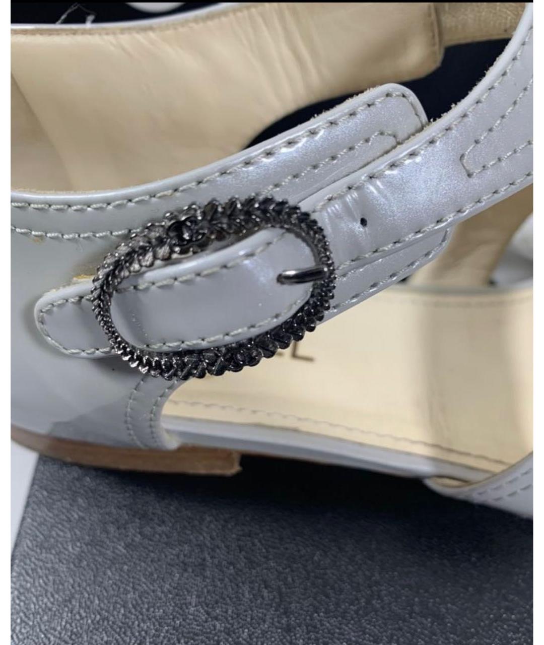 CHANEL PRE-OWNED Серые кожаные сандалии, фото 3