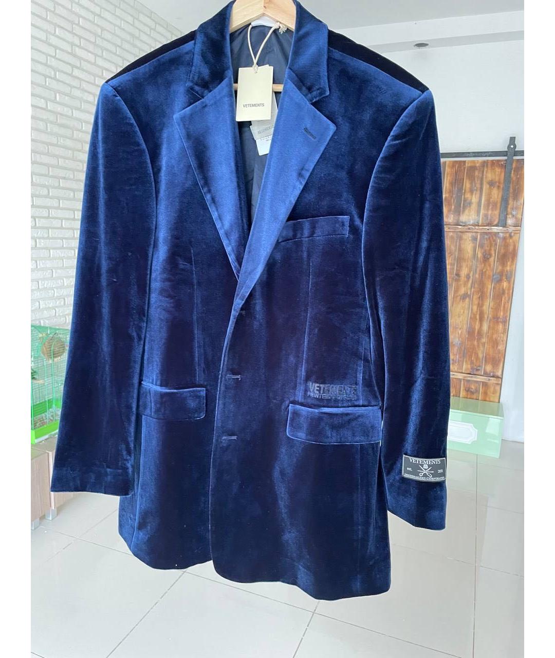 VETEMENTS Темно-синий полиэстеровый пиджак, фото 5
