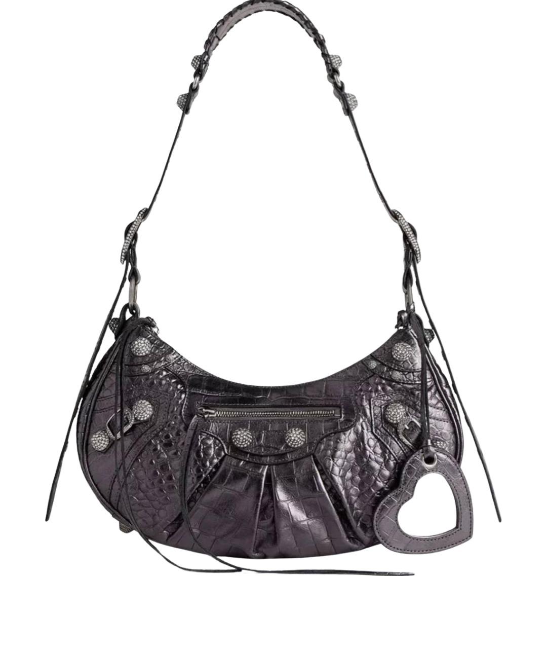 BALENCIAGA Антрацитовая кожаная сумка с короткими ручками, фото 1