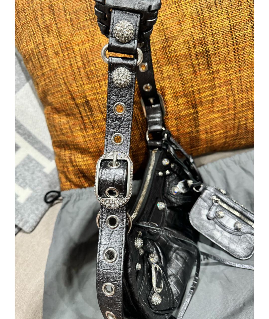 BALENCIAGA Антрацитовая кожаная сумка с короткими ручками, фото 3