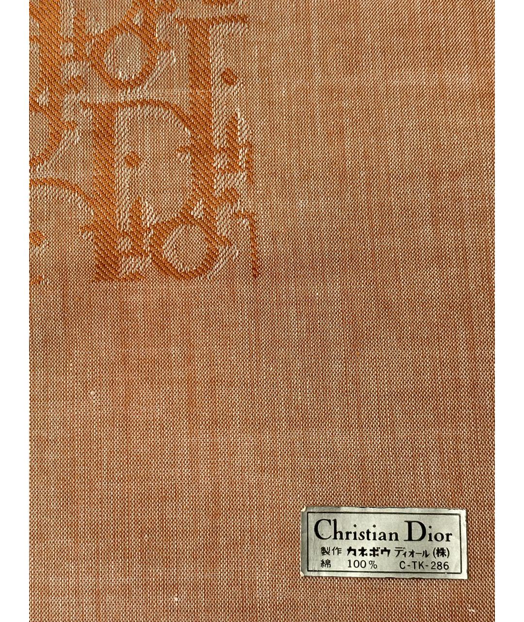 CHRISTIAN DIOR Коричневый хлопковый шарф, фото 7