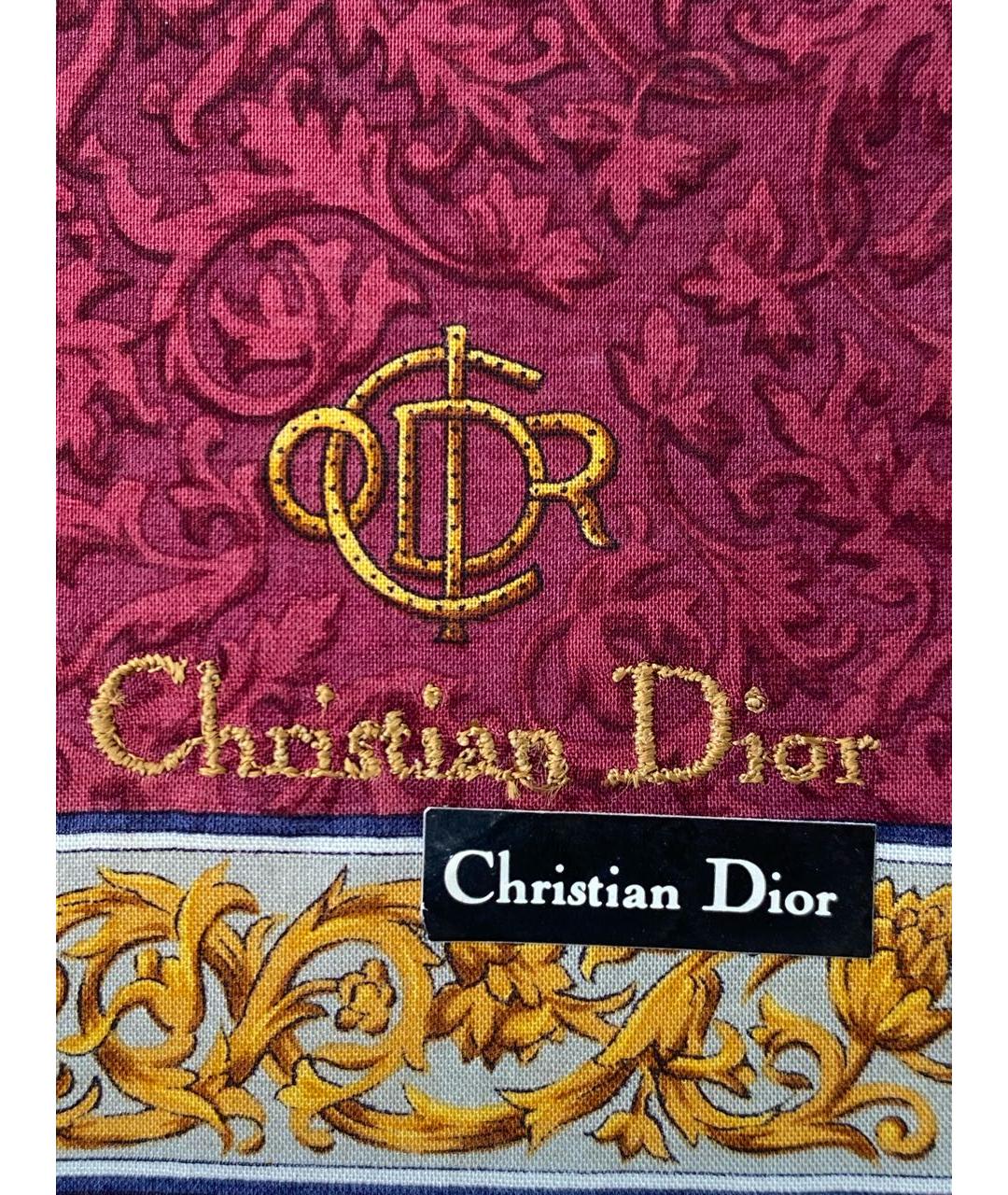 CHRISTIAN DIOR Коричневый хлопковый шарф, фото 5