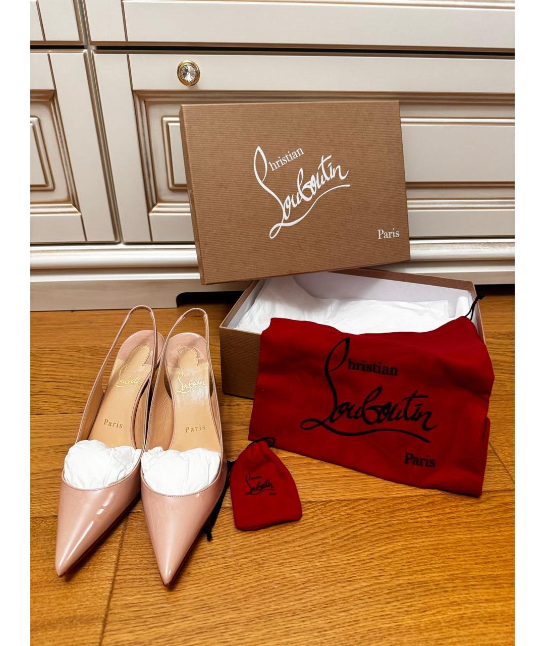 CHRISTIAN LOUBOUTIN Бежевые туфли из лакированной кожи, фото 7