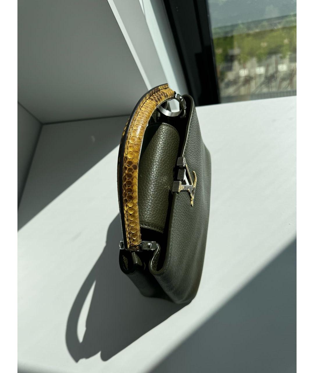 LOUIS VUITTON Зеленая кожаная сумка с короткими ручками, фото 4