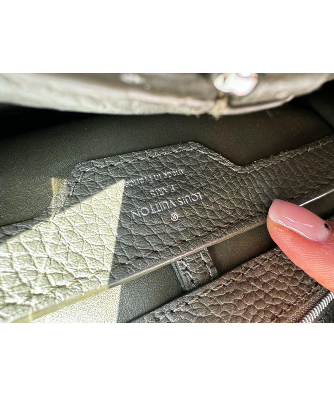 LOUIS VUITTON Зеленая кожаная сумка с короткими ручками, фото 5