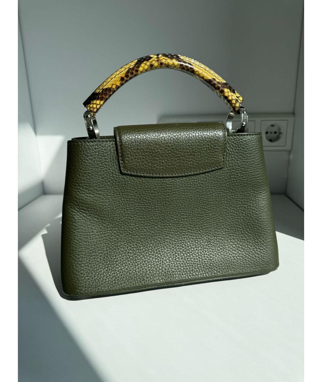 LOUIS VUITTON Зеленая кожаная сумка с короткими ручками, фото 3