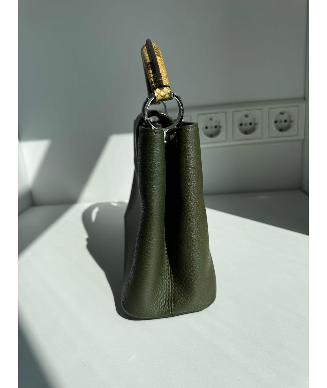 LOUIS VUITTON Зеленая кожаная сумка с короткими ручками, фото 2