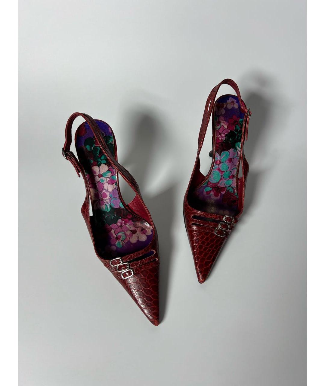DOLCE&GABBANA Бордовые кожаные туфли, фото 2