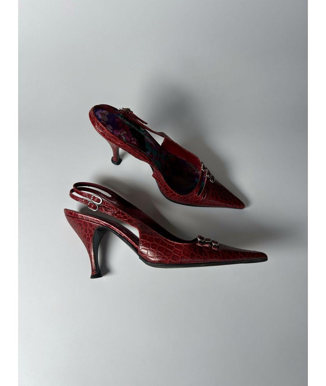 DOLCE&GABBANA Бордовые кожаные туфли, фото 3