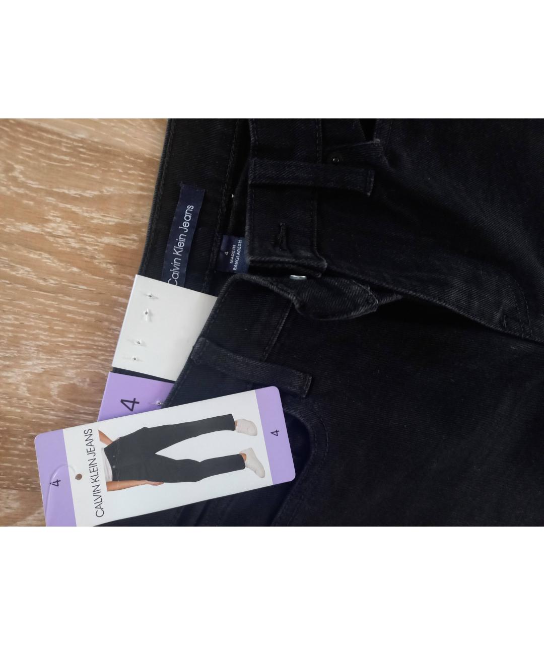 CALVIN KLEIN JEANS Черные хлопковые прямые джинсы, фото 3