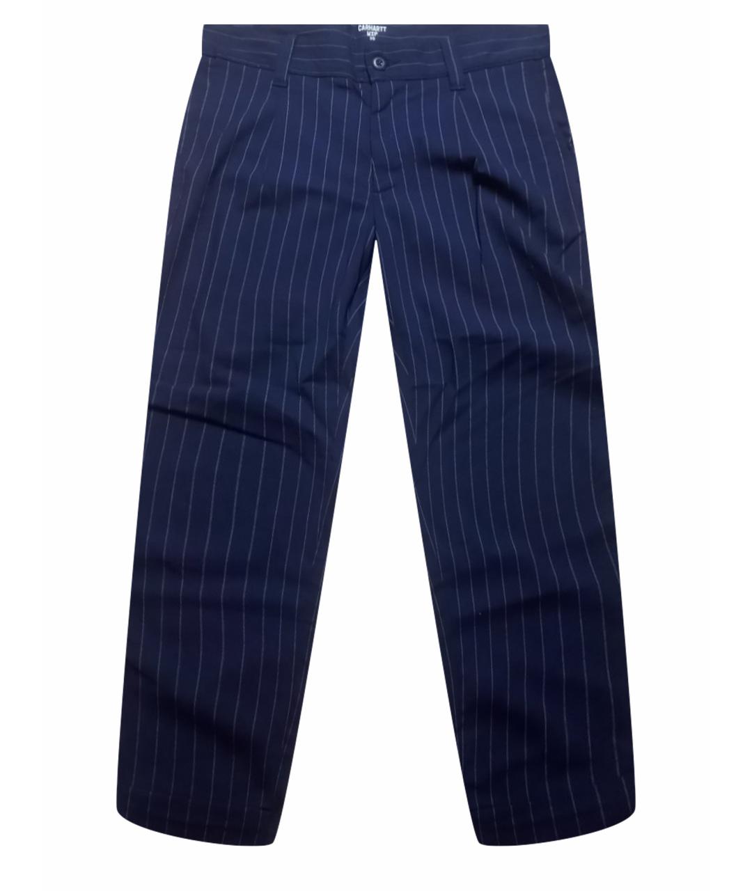 CARHARTT WIP Темно-синие хлопко-эластановые повседневные брюки, фото 1